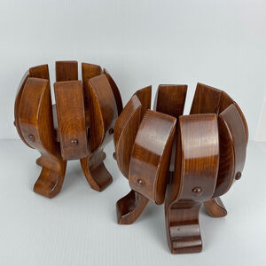 Wooden Table Top Planter Set Handmade Stands Hold 4 inch Round Pots